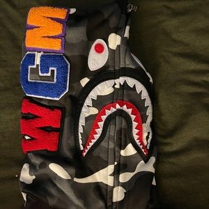 White and black camouflage Bape hoodie